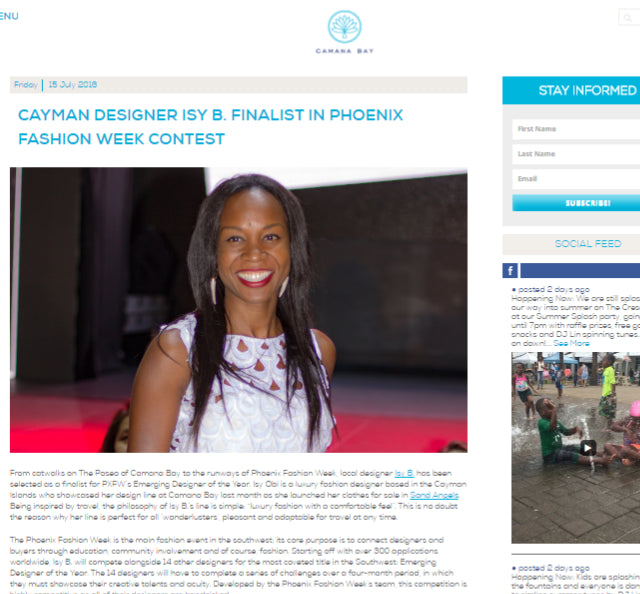 Camana Bay Times - Cayman Designer Isy B. Finalist in Phoenix Fashion Week Contest