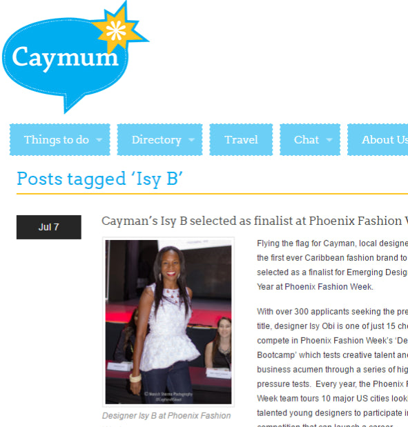CayMum - Cayman's Isy B Selected as Finalist at Phoenix Fashion Week