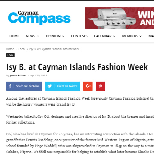 Cayman Compass- Isy B at Cayman Islands Fashion Week