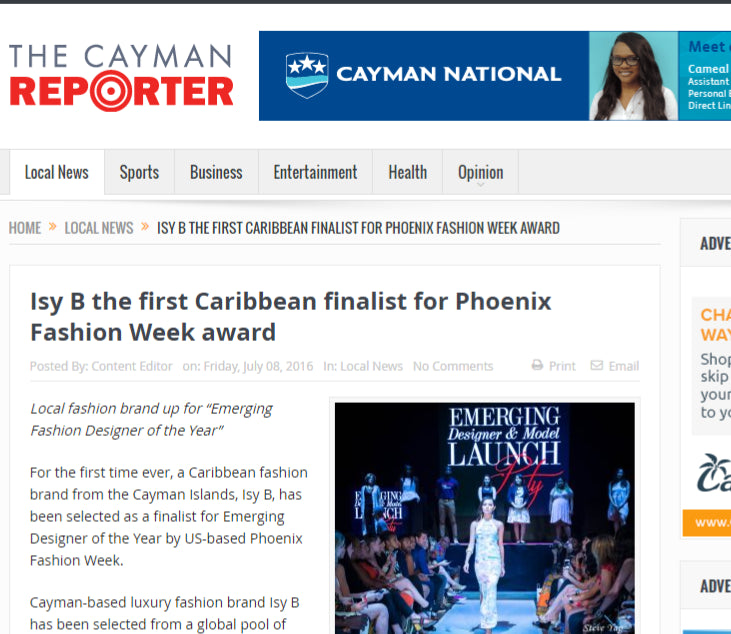 The Cayman Reporter - Isy B, The First Caribbean Finalist for Phoenix Fashion Week Award