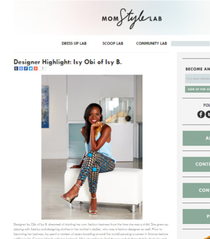 Mom Style Lab - Designer Highlight: Isy Obi of Isy B.