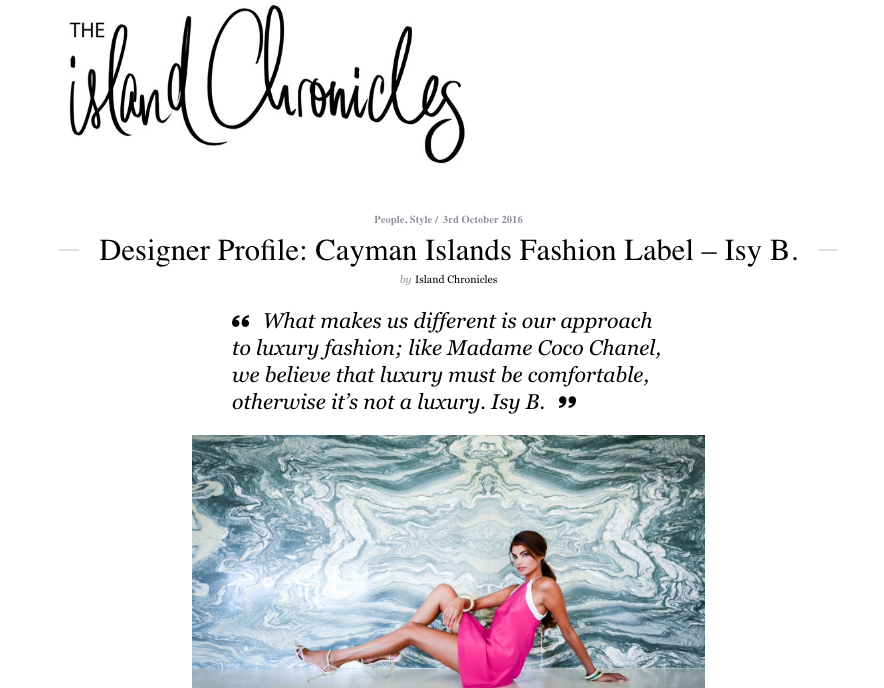 Isy B. Feature in the Island Chronicles Luxury Fashion & Travel Magazine