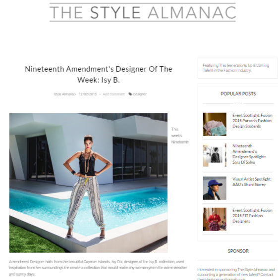 The Style Almanac - Nineteenth Amendment's Designer Of The Week: Isy B.