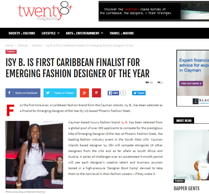 Twenty8 + - First Caribbean Finalist for Emerging Fashion Designer of The Year