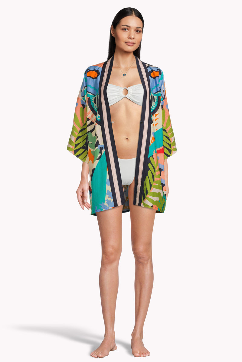 Butterfly Silk Cotton Kimono Caribbean Resort wear