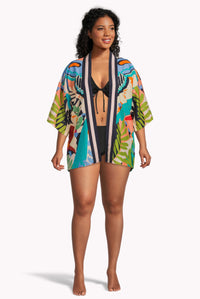 Butterfly Silk Cotton Kimono Caribbean Resort wear