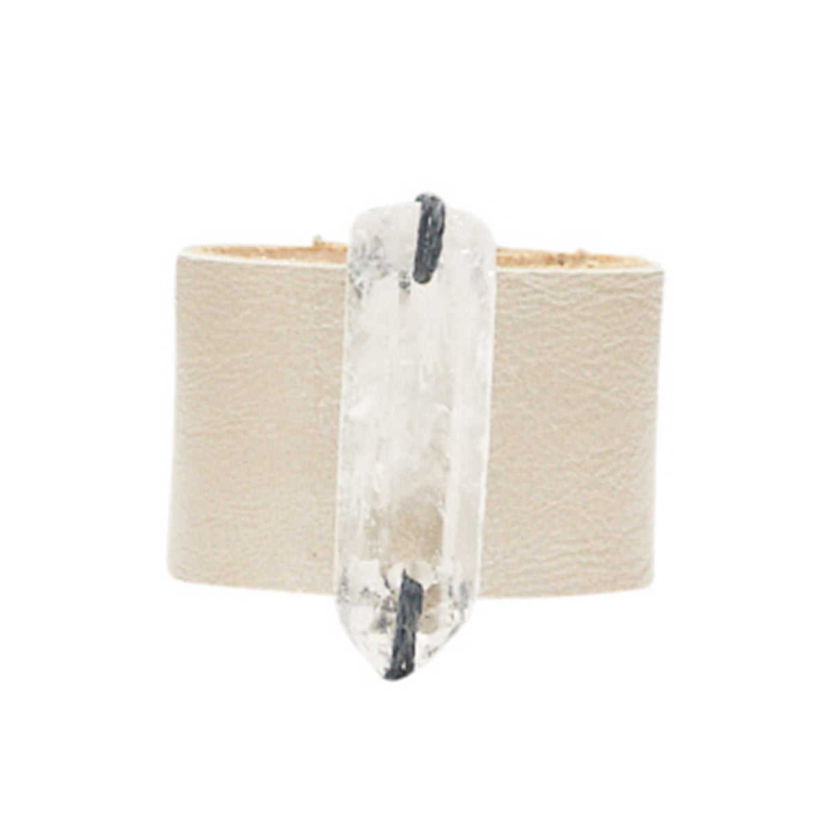 HANDCRAFTED CUFF - ROSE GOLD LEATHER WITH QUARTZ AGATE - 4CMROQU1.3