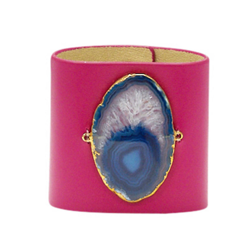 LOVED CUFF - PINK RUBY LEATHER WITH PURPLE AGATE – S.1.01.022.1200