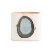 Loved Cuff - Moonstone White Leather with Green Agate
