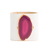 Loved Cuff - Moonstone White Leather with Pink Agate