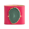 Loved Cuff - Pink Ruby Leather with Green Agate