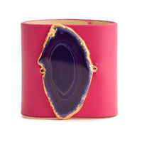 Loved Cuff - Pink Ruby Leather with Purple Agate