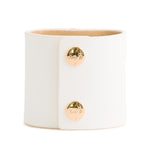Loved Cuff - Moonstone White Leather with Yellow Agate