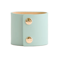 Loved Cuff - Aquamarine Leather with Pink Agate